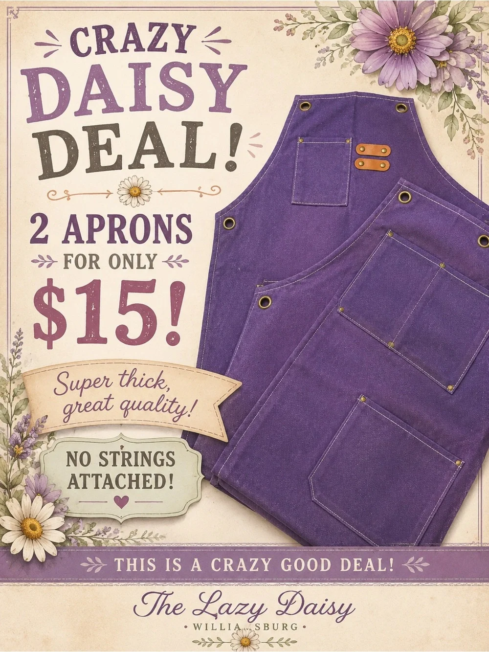 Purple Work Apron - 2-Pack